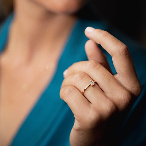 Bague "Héra" Diamant taille Émeraude 0,55 cts